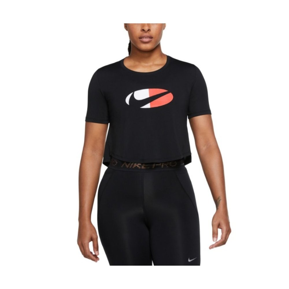 NWT Nike Dri-fit Womens Plus Size 3X Logo Cropped Top Shirt Black $40